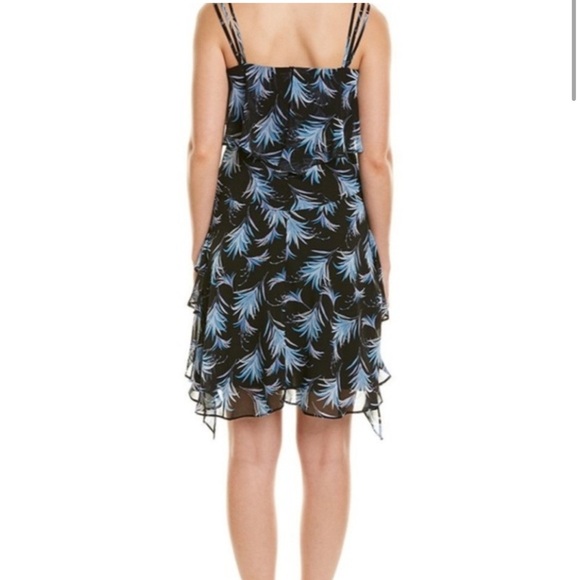 Taylor Womens Ruffle Black Blue Floral Dress w/Lining Summer Travel Size 8 - NEW - Picture 13 of 13